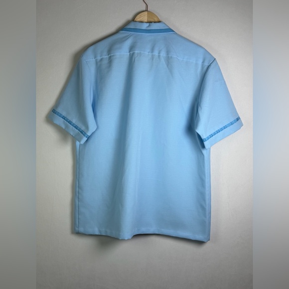 Iolani Vintage 80s Hawaii Men’s Guayabera Shirt Large Blue Cuban Camp Collar - Picture 7 of 7